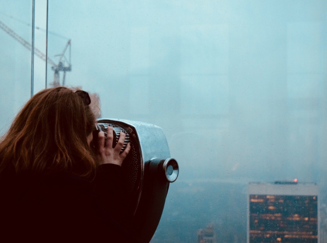 woman on building